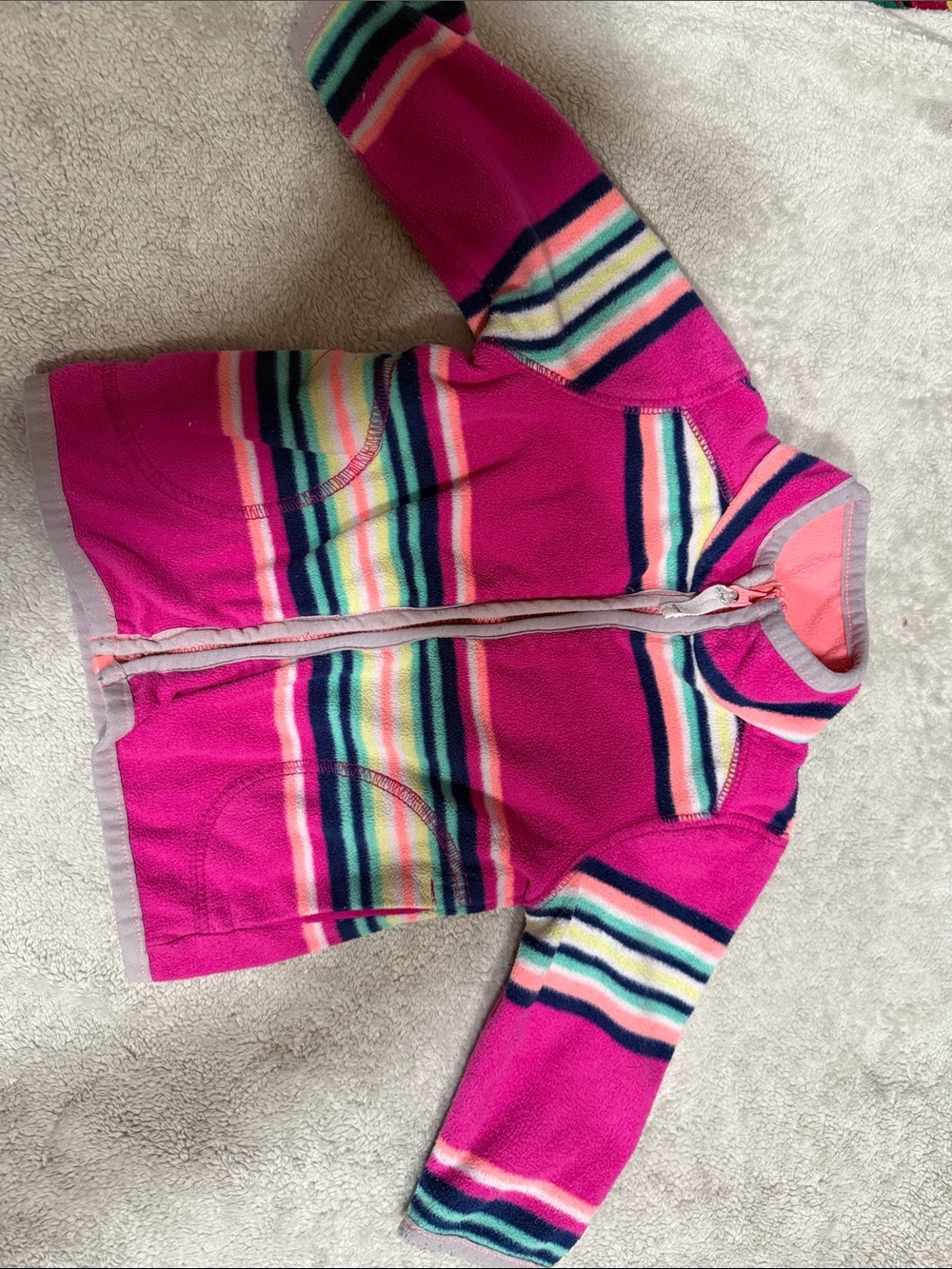 Kids' Pink Striped Fleece Jacket